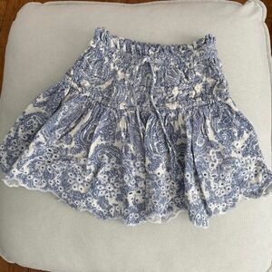Size Small Pookies‎ & Sebastian Eyelet White and Blue Skirt